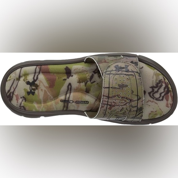 UNDER ARMOUR Women’s Ignite Camo Memory Foam Slip-on Velcro Sandals Flip Flops - Picture 2 of 12